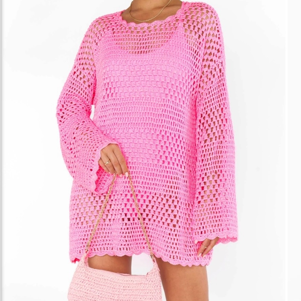 NWT Show Me Your MuMu - Pink Crochet Swim Cover-Up
